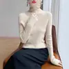 Suéter de diseño con capa interior plisada transfronteriza, cuello alto cómodo, elegante diseño de otoño e invierno, construcción apilada de una sola pieza, alta elasticidad