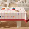 Toalha de Mesa Desenho Animado, Sem Lavagem, Impermeável, À Prova de Óleo, Resistente ao Calor, Estilo Dopamina Creme, Toalha de Mesa Retangular, Protetor de Mesa, Chá