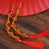 Adornos de cadena de linternas pequeñas mercerizadas impermeables con el carácter Fu, árbol rojo de Año Nuevo, Día de Año Nuevo, Festival de Primavera, decoración exterior de linternas