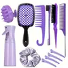 Cepillo para Lavar el Cabello Transfronterizo, Peine Masajeador, Peine de Dientes Separados Hueco, Peine de Tupé, Botella con Atomizador, Goma para el Cabello, Peine para Peinar el Cabello, Set de Herramientas de Estilismo