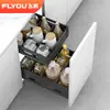 Cesta para Armário de Cozinha Armário de Chão Cesta Dividida para Temperos Espaço Alumínio Temperos Armário de Armazenamento para Garrafas Altas Prateleira de Armazenamento Interna com Divisória