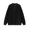 Sudadera vintage con cuello Henry cosida a mano para hombres y mujeres, marca de moda primavera 2026, top holgado y versátil para parejas