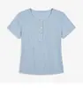 Camiseta de Manga Corta Ajustada con Cuello Henley y Media Botonadura Clásica para Mujer Verano 4 Colores Top Casual Sencillo 26 Verano H050603