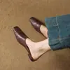 Pantuflas de Mujer Verano Lavado Piel de Vaca Punta Cerrada, Cómodas, Suaves, Versátiles Pantuflas Planas, Sandalias de Mujer de Cuero Genuino Talla Grande