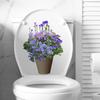 M-172 Exportación Más Vendido Flor Morada en Maceta Pegatinas para Inodoro Baño Inodoro Decoración del Hogar Pegatinas de Pared Venta al Por Mayor