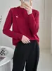 Andy Suéter de Punto de Terciopelo para Mujer con Bloques de Color 2026 Otoño/Invierno Nuevo Diseño con Sentido de la Moda Manga Larga Prenda de Abrigo Top de Capa Base