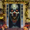 Nova Capa de Porta de Halloween da Amazon Desenho Animado Anime Mago Caveira Suporte Cabeça de Abóbora Atmosfera Adesivo de Porta Tecido de Fundo