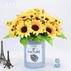 7 tenedores girasol 4 cabezas Crisantemo solar flor artificial planta plantas acuáticas de plástico decoración de boda fondo Pared Fotografía