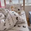 Juego de Tres Piezas para Cama de Dormitorio de Estudiante Universitario, Sábana de Algodón Puro, Funda de Edredón, Sábana Ajustable, Protector de Colchón, Juego de Cuatro Piezas Específico para Dormitorio