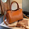 Bolso Tote de Cuero Genuino Transfronterizo para Mujer, para el Trabajo, Comercio Exterior, de Hombro Cruzado, Bolso de Mano, Estilo Nuevo, Piel de Vaca de Primera Capa, Piel Suavizada Naturalmente, Bolso para Mujer