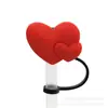 Día de San Valentín amor caricatura linda tapa para popote tapón de polvo para popote de silicona taza rosa 8/10MM funda para popote