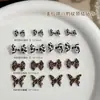 Nueva Joyería para Uñas con Lazo Estampado de Leopardo Popular Marrón Francés Pajarita Diamante de Resina DIY Accesorios para Uñas Portátiles