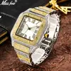 Reloj Missfox Popular Europeo y Americano Escala Romana Moda de Gama Alta Hip-Hop Diamante Totalmente Diamantado Cuadrado Reloj para Hombre