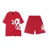 Transfronterizo Daifa SynaWord Calle Principal Hip Hop Estampado en Espuma Manga Corta Pantalones Cortos Traje Casual Hombre Hip Hop Americano Camiseta