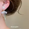 Brincos de Pérola com Bolinhas e Laço de Prata Agulha Doce Francesa Studs de Orelha de Luxo Alto Nicho Exquisite Acessórios de Brinco com Temperamento