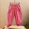 Calças Esportivas de Algodão Finas de Verão para Meninas, Calças Longas para Meninas, Calças à Prova de Mosquitos para Bebês, Calças Harem de Verão