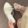 Pantuflas de Lazo Delgadas y Versátiles para Mujer, Pantuflas de Aguja de Verano para un Look Adelgazante, Sandalias Versátiles de Punta Abierta con Tacón Alto