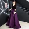 Vestido de Noche de Terciopelo 2026 Nuevo Elegante Estilo de Hada Morada Vestido para Reunión Anual Actuación Vocal Disfraz de Coro para Examen de Arte
