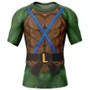 2025 Nueva Camiseta Estampada Digitalmente Impresa en 3D para Hombre Ajustada de Manga Corta Secado Rápido Top Deportivo para Fitness