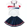 Bordado Rosa Verão Crianças do Ensino Fundamental e Médio Roupas Esportivas Uniformes Escolares Uniformes de Jardim de Infância Combinação de Cores Uniformes de Turma Estilo Universitário