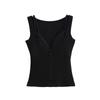 Camisola de Encaje con Botones Estilo Americano Spice Girl para Mujer Verano 2025 Nuevo Color Sólido Ajustado Top Corto