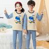 Conjunto de Roupa Íntima Térmica Infantil Outono e Inverno Novo Meninos e Meninas Roupas de Outono e Calças Forradas com Lã Espessas Roupas de Casa Infantis
