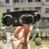 Gargantilla punk de cuero con forma de corazón de melocotón personalizada de nueva moda, collar de doble capa con correa para el cuello