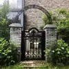 Estilo Europeo Villa Arco Arte de Hierro Soporte para Flores Poste de Puerta de Patio Rejilla para Trepar Enredaderas Rosa Soporte de Flores para Exteriores