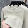 Suéter Masculino Gola Henley Americana Outono Inverno Cor Sólida Estilo Preguiçoso Camada Interna Camada Base Malha Marca Tendência Solto Versátil Top