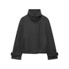 Comércio Exterior Outono Nova Chegada Estilo Europeu e Americano Moda Feminina Casual Solta Jaqueta Casaco de Botão Duplo Preto Cáqui Cinza Escuro