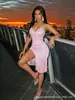 Vestido de alcinha feminino com franjas e lantejoulas transfronteiriço europeu e americano 2026 sexy justo sem costas com alças bodycon