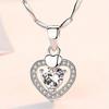 Estilo coreano Elegante Colar Pingente em forma de coração feminino Simples All-match Diamante-incrustado Clavícula Cadeia Internet-famoso Pingente de Amor de Alta Qualidade