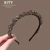 Diadema de Lujo Ligero Pinza para el Cabello de Cristal de Gama Alta Diadema para Mujer Elegante Decoración para Exteriores Accesorios para el Cabello de la Frente Alta Nuevo Estilo de Gama Alta