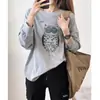 Ropa de Mujer de Tallas Grandes Nueva Transfronteriza, Camiseta Base de Felpa Cepillada, Top Casual Holgado Adelgazante para Mujer, Serie de Colores Lino Ropa para Mujer al por Mayor