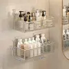 Estante de Almacenamiento Minimalista de Acero Inoxidable para Baño Organizador de Pared para Lavabo Cosméticos y Productos de Cuidado de la Piel