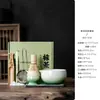 Set de Matcha al por mayor de Ocho Piezas con Tazas de Té Cerámicas Degradadas, Accesorios de Té de la Dinastía Song, Soporte para Batidor de Té, Tamiz para Polvo, Malla Filtrante, Pincel para Té