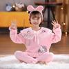 Pijama infantil de flanela para primavera/outono/inverno estilo princesa lã coral crianças meninas bebê roupa de casa conjunto de manga comprida