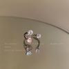 Anillo Abierto Minimalista de Diamante Brillante para Mujer, Estilo Coreano Ins Moda Versátil Anillo para Dedo Índice con un Temperamento Nicho de Alta Gama