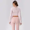 Novo Roupa de Yoga de Manga Longa para Mulheres com Tiras Cruzadas, Estilo Curto, Versátil, Secagem Rápida, Ajuste ao Corpo, Cobertura Esportiva de Manga Longa para Fitness e Corrida