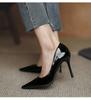 Salto Alto Nude Salto Agulha 2024 Novo Primavera e Outono Bico Fino Francês Boca Rasa Etiqueta Profissional Temperamento Sapatos de Camada Única para Mulheres