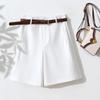 Shorts Blancos Adelgazantes de Cintura Alta 2025 Primavera/Verano para Mujer Shorts Casuales Personalizados Algodón Fino Shorts Casuales Versátiles
