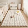 Alfombra de felpa estilo crema imitación piel de conejo, alfombrilla de suelo de felpa burbuja, alfombra para dormitorio junto a la cama, cojín para ventana salediza de sala de estar, manta para el hogar