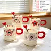 Nueva taza de cerámica creativa con diseño de cachorro de dibujos animados de animal de una sola taza para niños y oficinistas, taza de bebida práctica, pequeño regalo