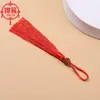 Venta al por mayor de fábrica cuentas grabado traer riqueza colgante de coche decoración de ropa colgante borla fleco cuentas de madera borla roja