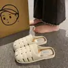 Sandalias tipo Mula de Punta Abierta para Mujer, Sandalias de Verano sin Cierre, Sandalias Planas de Moda con Diseño Hueco