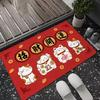 Tienda de Materiales Japoneses Alfombra Estilo Japonés Dibujos Animados Gato de la Suerte Lavable Antideslizante Absorbente Felpudo para Baño Felpudo para Piso de Baño