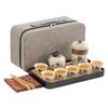 Juego de Té de Viaje Horno Ru de Huang Traje Una Tetera Tres Tazas Portátil Equipo de Té para Camping Cerámica Taza Exprés Té al Aire Libre