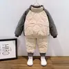 Conjunto de Ropa de Algodón Peludo para Niños Otoño Invierno Ropa de Algodón Acolchada para Niños Conjunto de Dos Piezas Niños Medianos y Pequeños Chaqueta de Algodón Gruesa Cálida para Bebé