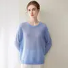 Jersey de punto de seda y cachemira 2026 otoño/invierno nuevo para mujer, corte holgado, cuello redondo, hombros caídos, elegante jersey de punto base