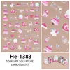 Redanco5D Embotado Ins Popular Adesivos de Nail Art Chapéu de Natal Árvore Rena Trenó Estéreo Adesivos de Unha He1383